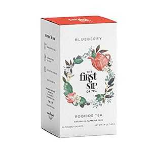 ルイボス ブルーベリー ティー ボックス、ティーバッグ 16 個、最初の一口のお茶 The Spice Hut Rooibo..