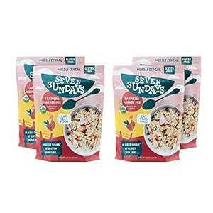 Seven Sundays Farmers Market Organic Almond Date Currant Muesli Cereal - 4 Count, 12 Oz Pouch - Certified Gluten Free Muesli - Non GMO, No Refined Sugar and Kosher