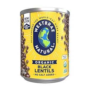 黒レンズ豆、Westbrae 天然オーガニック黒レンズ豆、塩無添加、15 オンス (6 個パック) Black Lentils, Westbrae Natural Organic Black Lentils, No Salt Added, 15 Oz (Pack of 6)