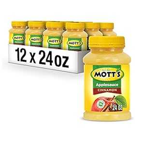 Mott's Cinnamon Applesauce, 24 Oz Jar (Pack Of 12), No Artificial Flavors, Good Source Of Vitamin C, Nutritious Option For The Whole Family