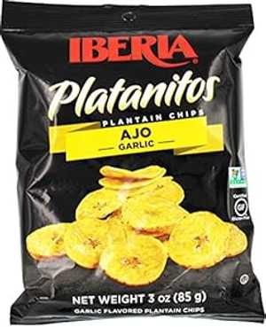 イベリア ガーリック プランテン チップス、3 オンス (24 個パック) Iberia Garlic Plantain Chips, 3 ..