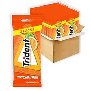 Trident Tropical Twist Sugar Free Gum, 60 Packs of 14 Pieces (840 Tota...