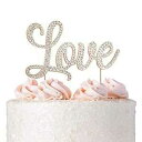 Love ウェディングケーキトッパー - ローズゴールド - ケーキトッパーデコレーション 結婚記念日 ブライダルシャワー バチェロレッテパーティー 誓約書リニューアルデコレーションアイデア - ソリッドメタルラインストーンケーキトッパー Crystal Creations Lo