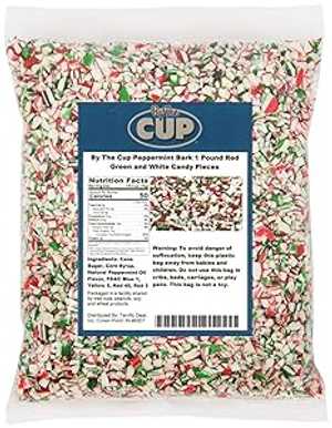 By The Cup Red, Green, and White Peppermint Candy Pieces, 1 Pound Bag