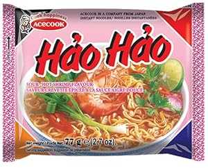 エースコック ハオハオミー トムチュアケイ インスタントヌードル 酸辣海老味 77g 15個入 Ace Cook Acecook Hao Hao Mi Tom Chua Cay Instant Noodle Sour-Hot Shrimp Flavoured 77g, 15 Pack