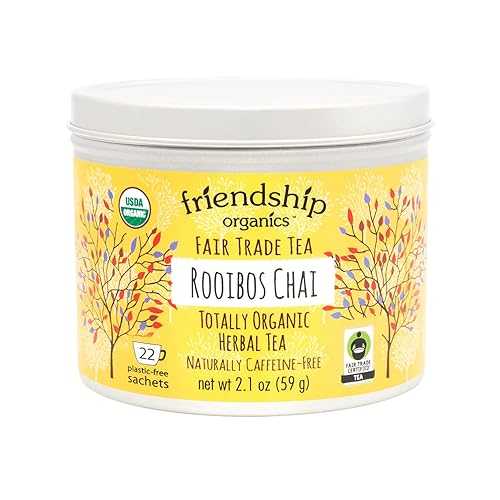 Friendship Organics ルイボス チャイ ティーバッグ、オーガニックおよびフェアトレード ハーブ 22 個 ..
