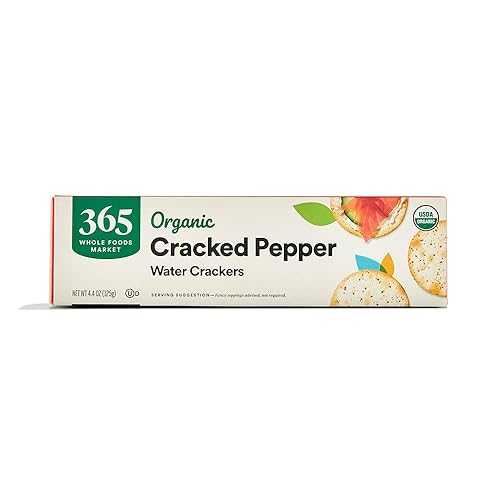 楽天Glomarket365 by Whole Foods Market, Organic Cracked Pepper Water Crackers, 4.4 Ounce