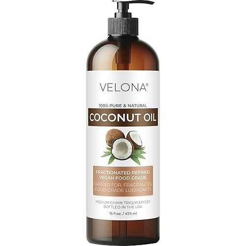 velona Coconut Oil 16 oz 100% Pure and Natural Carrier Oil Fractionated, Ultra Refined Skin, Face, Body, Hair Care Use Today - Enjoy Results