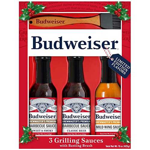 Marketplace Brands Budweiser Grilling Set - 3 BBQ Sauces with Basting Brush