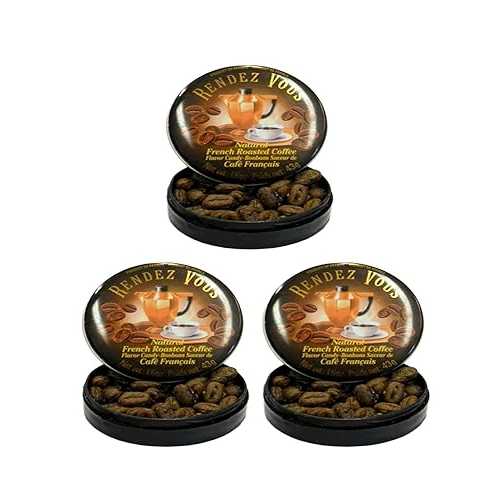 Rendez Vous Bonbons Saveur de Cafe Francais ナチュラル フレンチ ロースト コーヒー フレーバー ハード キャンディ 3 個パック - 1.5 オンス (ロースト コーヒー、3 パック) Rendezvous Rendez Vous Bonbons Saveur de Cafe Francais Nat
