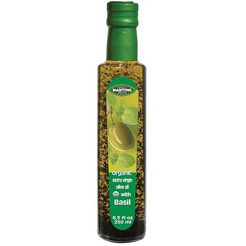 マントヴァ バジル オーガニック フレーバー エクストラ バージン オリーブ オイル 8.5 オンス (4 個パ..