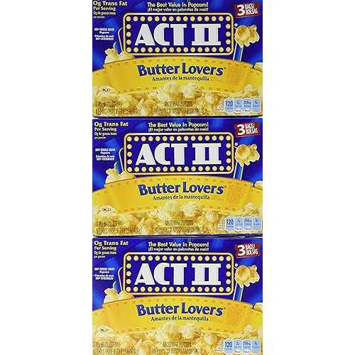 Act II、バターラバーズ、電子レンジ対応ポップコーン、3個入り、8.25オンスボックス（3個パック） Act II, Butter Lovers, Microwavable Popcorn, 3 Count, 8.25oz Box (Pack of 3)
