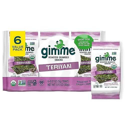 gimMe Organic Roasted Seaweed Sheets - Teriyaki - 48 Count - Keto, Vegan, Gluten Free - Great So..