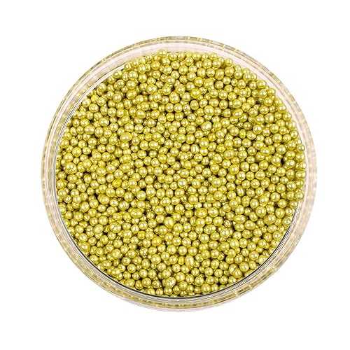 O'Creme Gold Dragees Cake Decorating Supplies for Bakers: Cookie, Cupcake & Icing Toppings, Bright Metallic Sphere Sprinkles, Decorating Sugar Balls Accents (2mm, 1 Pound) Not-Toxic, Non-Edible