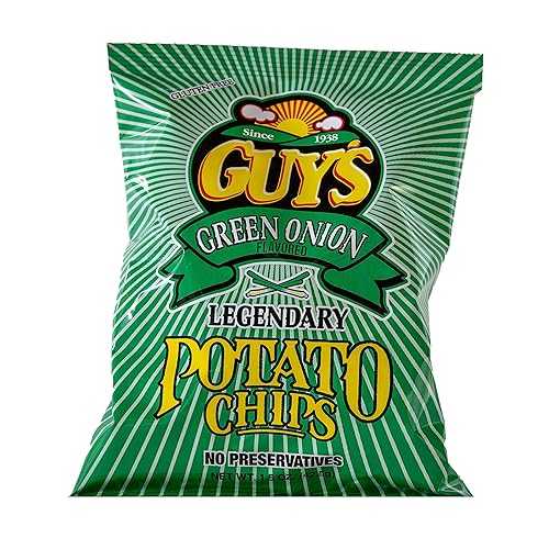GUY'S Guys Green Onion Potato Chips Healthy & Salty Snacks w/Legendary Taste Natural Potato Snack Chips Tasty Snack Pack Chips Potato Chips Snack Packs (1.5 oz Bag, Pack of 24)(4)