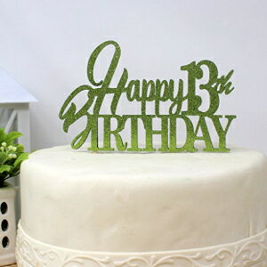 All About 詳細 Happy 13th Birthday ケーキトッパー (ライムグリーン) All About Details Happy 13th Birthday Cake Topper (Lime Green)