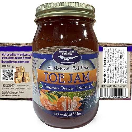Newport Jerky Company Toe Jam Classic Spread for Burgers, Sandwiches, Toast, Charcuterie Gourmet Small Batch Jam Made in the USA! Large Re-Usable 20 oz Glass Jar