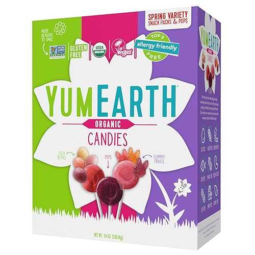 YumEarth Spring Candy Variety Box, 9.4 Ounce - Organic Gummy Fruits, Jelly Beans & Pops - Spring Fruit Flavors - Allergy Friendly, Gluten Free, Non-GMO, Vegan, No Artificial Flavors or Dyes