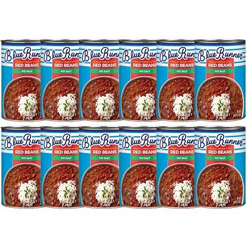 楽天Glomarketブルーランナー — クレオールクリームスタイル小豆 16 オンス缶 （12 個パック） — 食塩無添加 — じっくり調理した本格的なクレオールインゲン豆 Blue Runner Creole Cream Style Red Beans 16 oz Can （Pack of 12） No Salt Added Slow Coo
