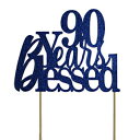 All About ڍ u[ 90 Nj̃P[L gbp[ All About Details Blue 90-Years-Blessed Cake Topper
