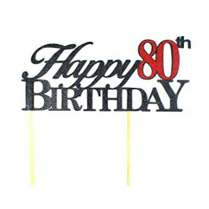 ܺ٤Τ٤ƥϥåԡ80Фȥåѡ1ġ80Фѡƥʹ֡ All About Details Happy 80th Birthday Cake Topper,1pc, 80th Birthday, Cake Decoration, Party Decor (Black &Red)