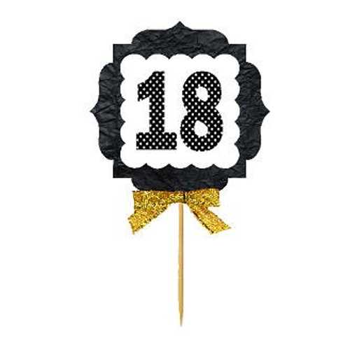 18歳の誕生日記念ゴールドリボンノベルティカップケーキ前菜デコレーショントッパー/ピック-12ct CakeS..