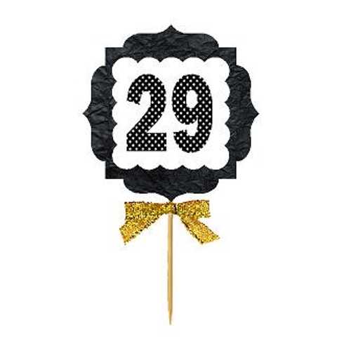 29歳の誕生日記念ゴールドリボンノベルティカップケーキ前菜デコレーショントッパー/ピック-12ct CakeS..