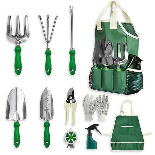 GardenHOME 11-Piece Gardening Tool Set, Garden Tool Kit with Tote Bag, Adjustabl...