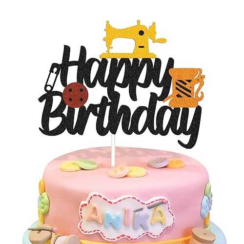 ミシンケーキトッパー ハッピーバースデーサイン ケーキデコレーション お針子テーラーテーマ 女性 母 ..