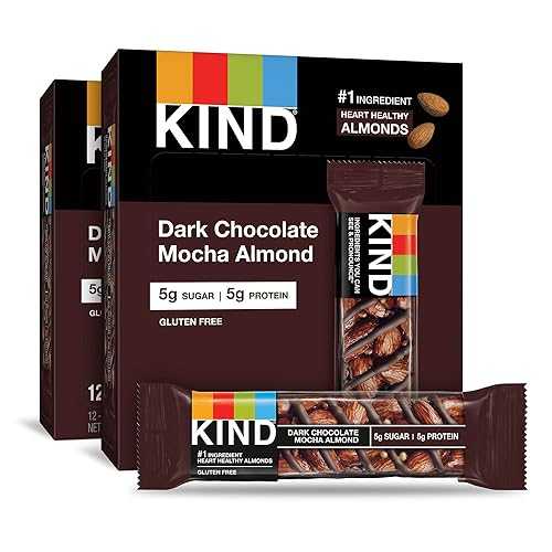 KIND Nut Bars, Dark Chocolate Mocha Almond, 1.4 Ounce, 24 Count, Gluten Free, 5g Sugar, 5g Protein