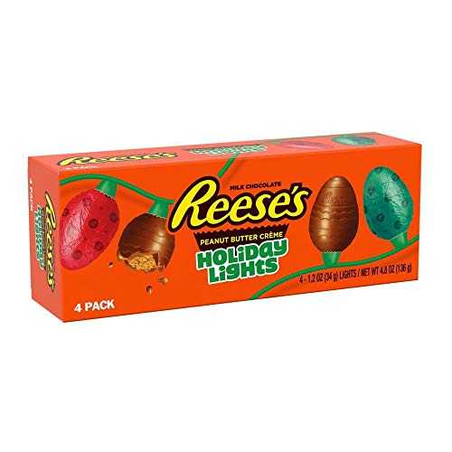 Hershey (1) ボックス リースのホリデー ライト - ミルク チョコレート & ピーナッツ バター クリーム - 個別に包装されたクリスマス キャンディ 4 個/箱 - 正味重量。4.8オンス Hershey (1) Box Reese's Holiday Lights - Milk Chocolate(4)