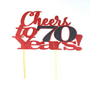 楽天Glomarket詳細のすべて70年に乾杯！ケーキトッパー、1個、70歳の誕生日、記念日、パーティーの装飾、キラキラトッパー（赤と黒） All About Details Cheers to 70 Years! Cake Topper,1pc, 70th Birthday, Anniversary, Party Decor, Glitter Topper （Red &