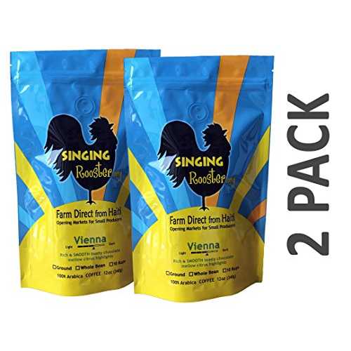 ハイチコーヒー（ウインナー豆全粒、2個パック） Singing Rooster Haitian Coffee (Vienna Whole Bean,..