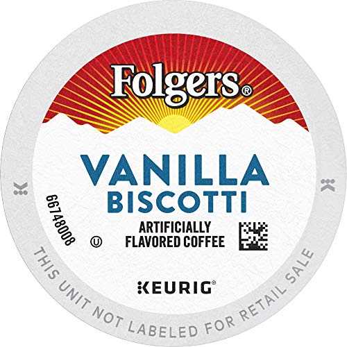 Folgers バニラビスコッティフレーバーコーヒー、キューリグ K カップポッド 96 個 (4 個パック) Folge..