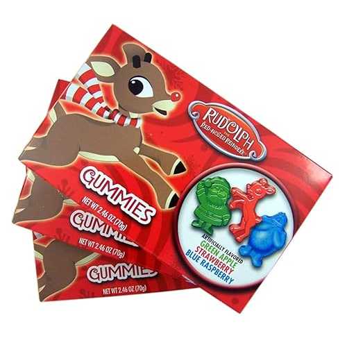 Rudolph The Red-Nosed Reindeer Candy Rudolph The Red-Nosed Reindeer Christmas Candy Gummies, Gre..