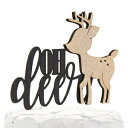 NANASUKOxr[V[P[Lgbp[--VpobNtʃubNOb^[-v~AĩAJ NANASUKO Baby Shower Cake Topper - oh deer - Double Sided Black Glitter with Champagne Buck - Premium Quality Made in U