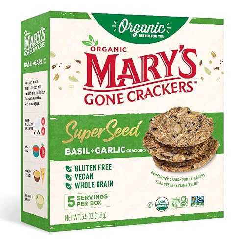 Mary's Gone Crackers Super Seed Crackers, Organic Plant Based Protein, Gluten Free, Basil & Garl..