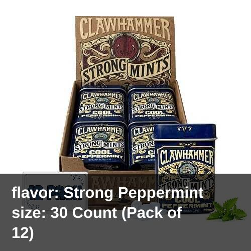 Clawhammer Cool Peppermint Mints - 30 Count Tin (Pack of 12) / Bold Breath Mints, Refreshing Candy with No Artificial Colors or Sweeteners / Kosher, Vegan, Gluten Free