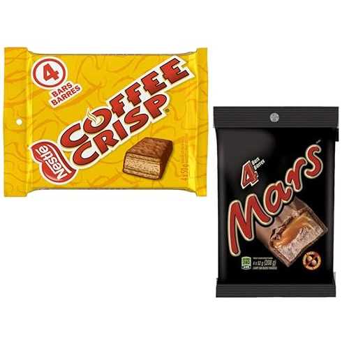 MWP Canadian Candy 4 Coffee Crisp Chocolate Bars and 4 Mars Bars Chocolate Bars Bundle