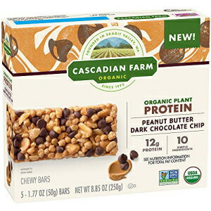 Cascadian Farm I[KjbN veC o[A݉̂Om[o[As[ibco^[ _[N`R[g`bvA5{ Cascadian Farm Organic Protein Bars, Chewy Granola Bars, Peanut Butter Dark Chocolate Chip, 5 Bars