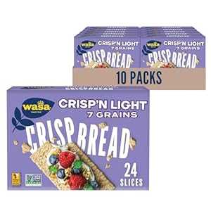 Wasa Crisp n Light 7 Grains Crispbread, 4.9 oz (Pack of 10), Crackers,...