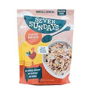 Seven Sundays Classic Bircher Apple Cinnamon Almond Muesli Cereal - 12 Oz Pouch - Certified Gluten Free Muesli - Non GMO, No Refined Sugar and Kosher
