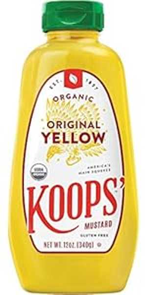 Koops' オーガニック イエロー マスタード、12 オンス ボトル、4個パック Koops' Organic Yellow Musta..