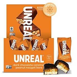 UNREAL Dark Chocolate Peanut Caramel Nougat Bars (30 Mini Bars) 70% Or...