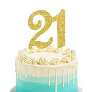 Numberr 21 ケーキトッパー ハッピー 21 歳の誕生日や記念日パーティーのデコレーション用品に Chien-Min666 Numbrer 21 Cake Topper for Happy 21th Birthday or Anniversary Party Decoration Supplies