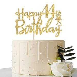 ゴールドグリッター ハッピー 44 歳の誕生日ケーキトッパー - 44 ケーキトッパー - 44 歳の誕生日パーティー用品 - 44 歳の誕生日パーティーデコレーション Maicaiffe Gold Glitter Happy 44th Birthday Cake Topper - 44 Cake Topper - 44th Bir