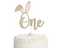 WAWUO Bunny Birthday Cake Topper Insertion - Beautiful Flag Insertion for Baby' 1St Birthday, Birthday Party Decoration, First Birthday Cake Topper Baby Showers(4)