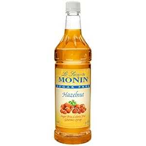 Monin Sugar Free Hazelnut Syrup 1 Liter, Pack of 4