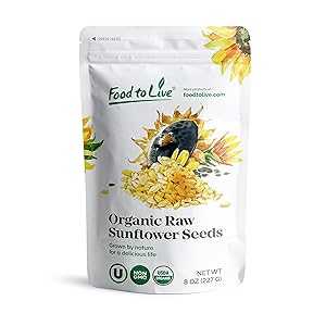 Food to Live Organic Sprouted Sunflower Seeds, 8 Ounces Non-GMO, Kosher, No Shell, Unsalted, Raw Kernels, Vegan Superfood, Sir..