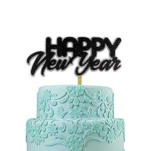 新年ケーキトッパーデコレーションMDFレーザーカットカラーシルバーとブラックグリッター泡状 Picwrap New Years Cake Topper Decoration MDF Laser Cut Color Silver and Black Glitter Foamy 新年ケーキトッパーデコレーションMDFレーザーカットカラーシルバーとブラックグリッター泡状 Picwrap New Years Cake Topper Decoration MDF Laser Cut Color Silver and Black Glitter Foamy